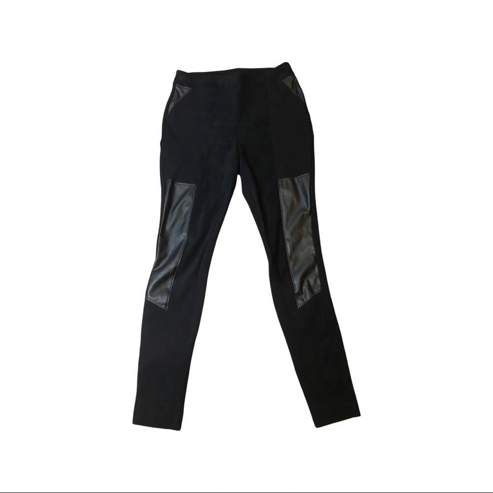 Bar III faux suede and faux leather moto leggings